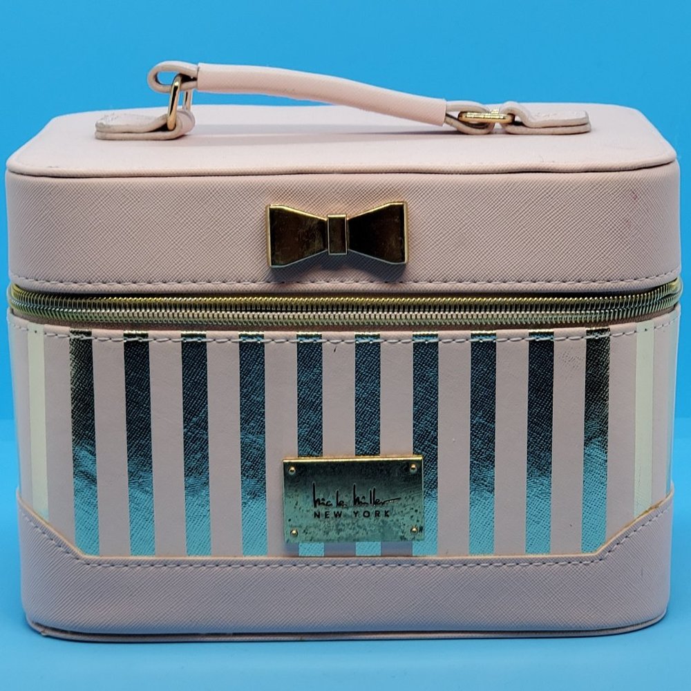 Nicole Miller  Make-up Train Case Pink & Gold